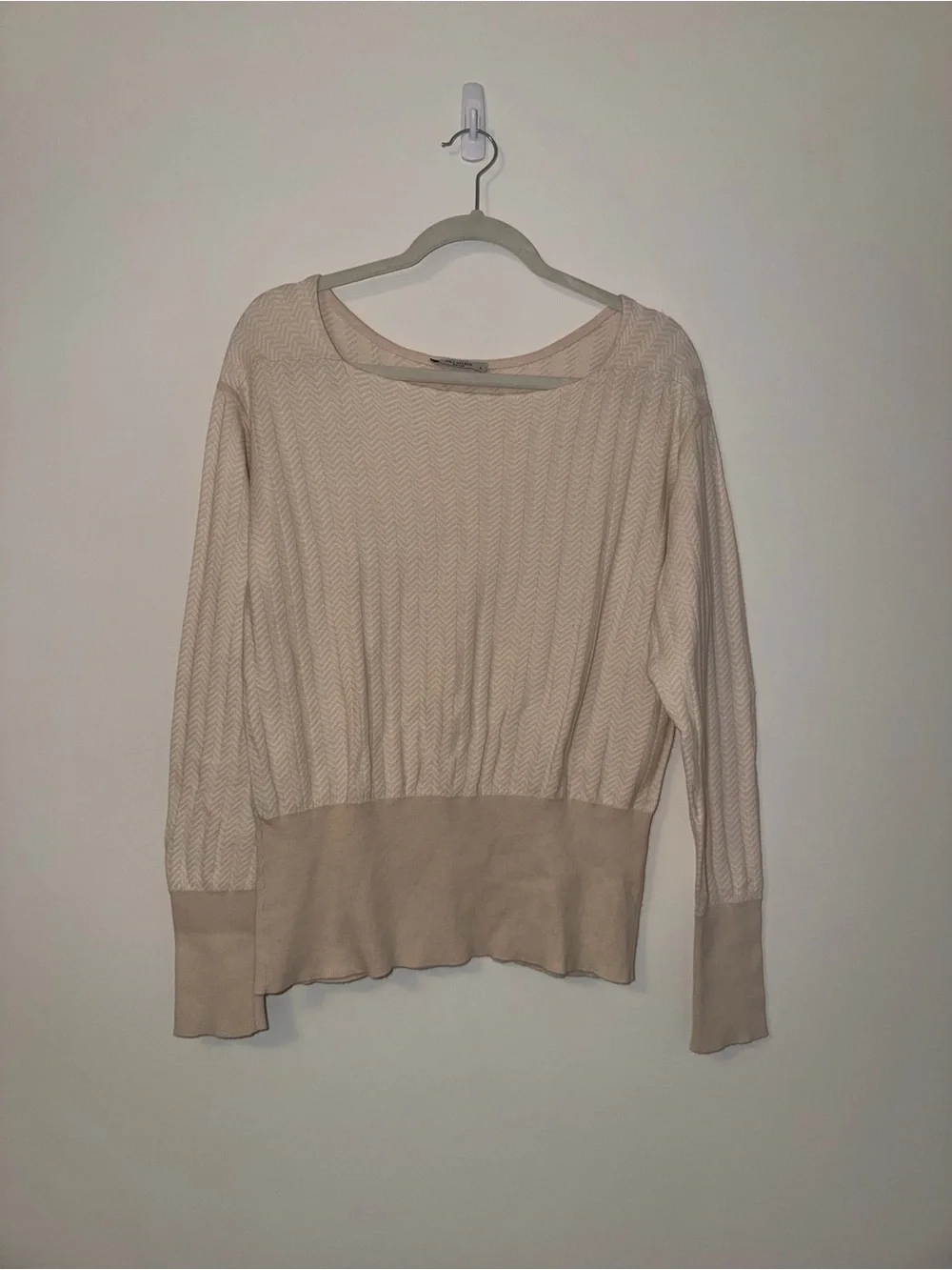 MM Lafleur Cotton Knit Boatneck sweater beige neutral minimal classic business L - Picture 5 of 10